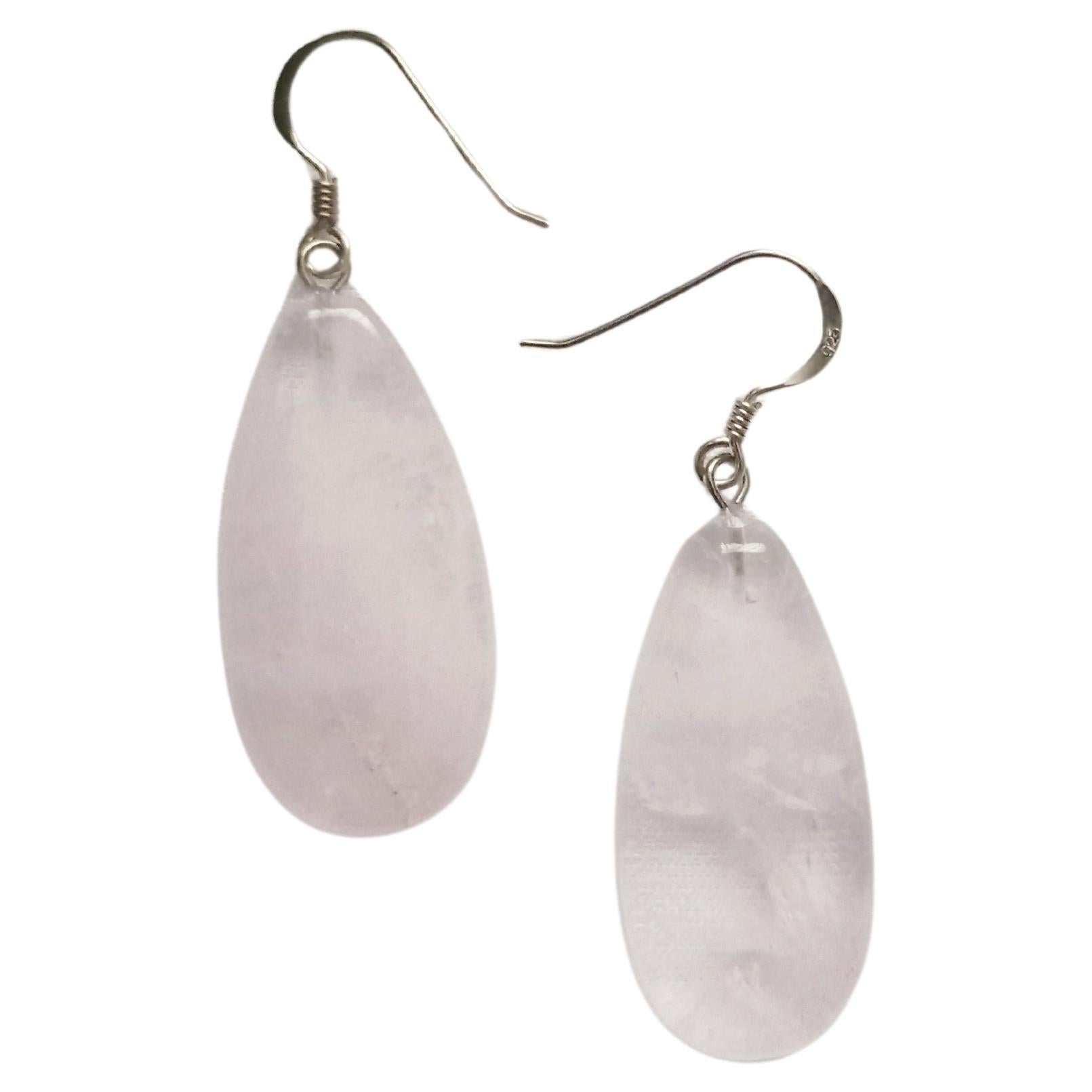 Rose Quartz Sterling Silver Drop Earrings  by nlanlaVictory