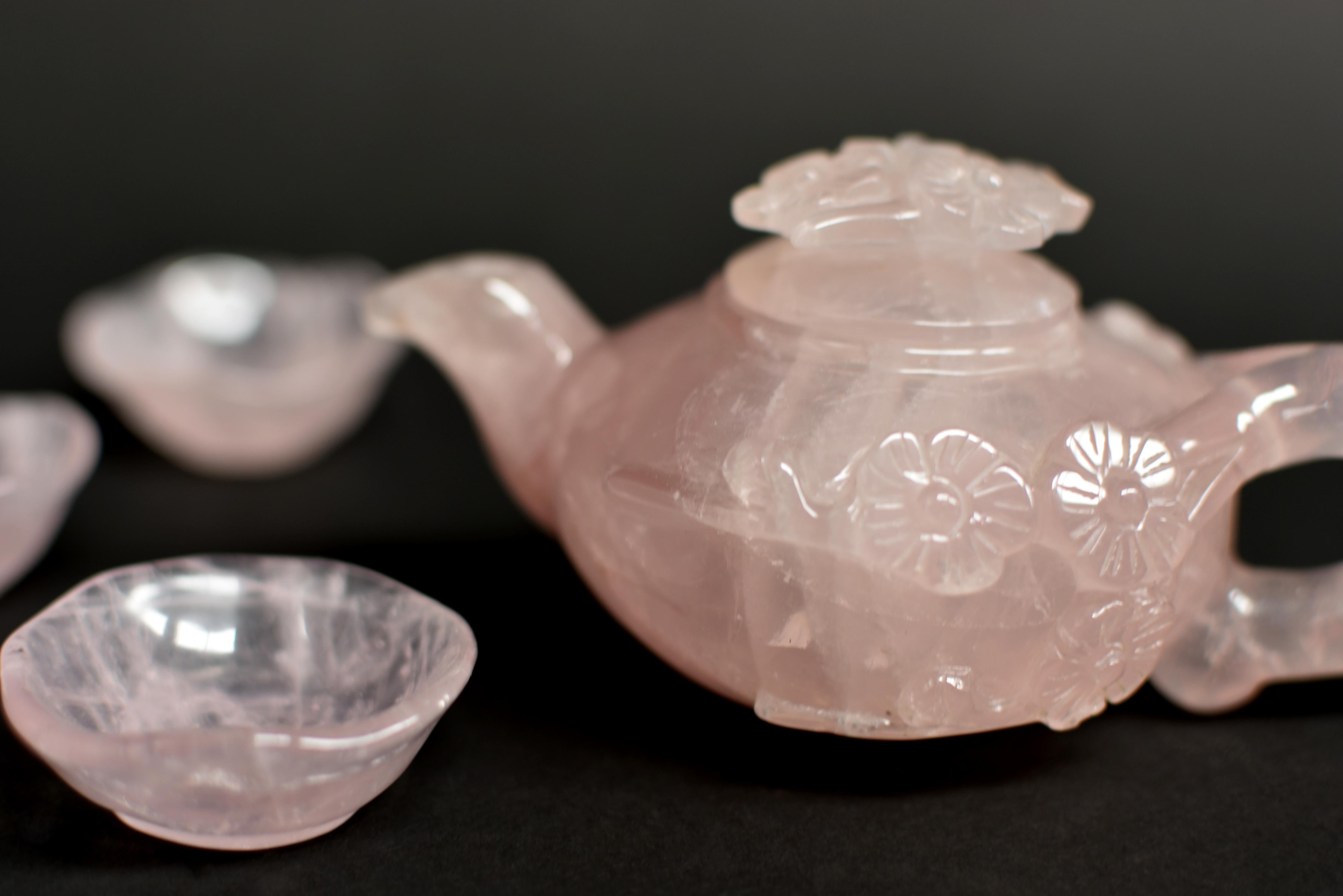 rose quartz tea cup set