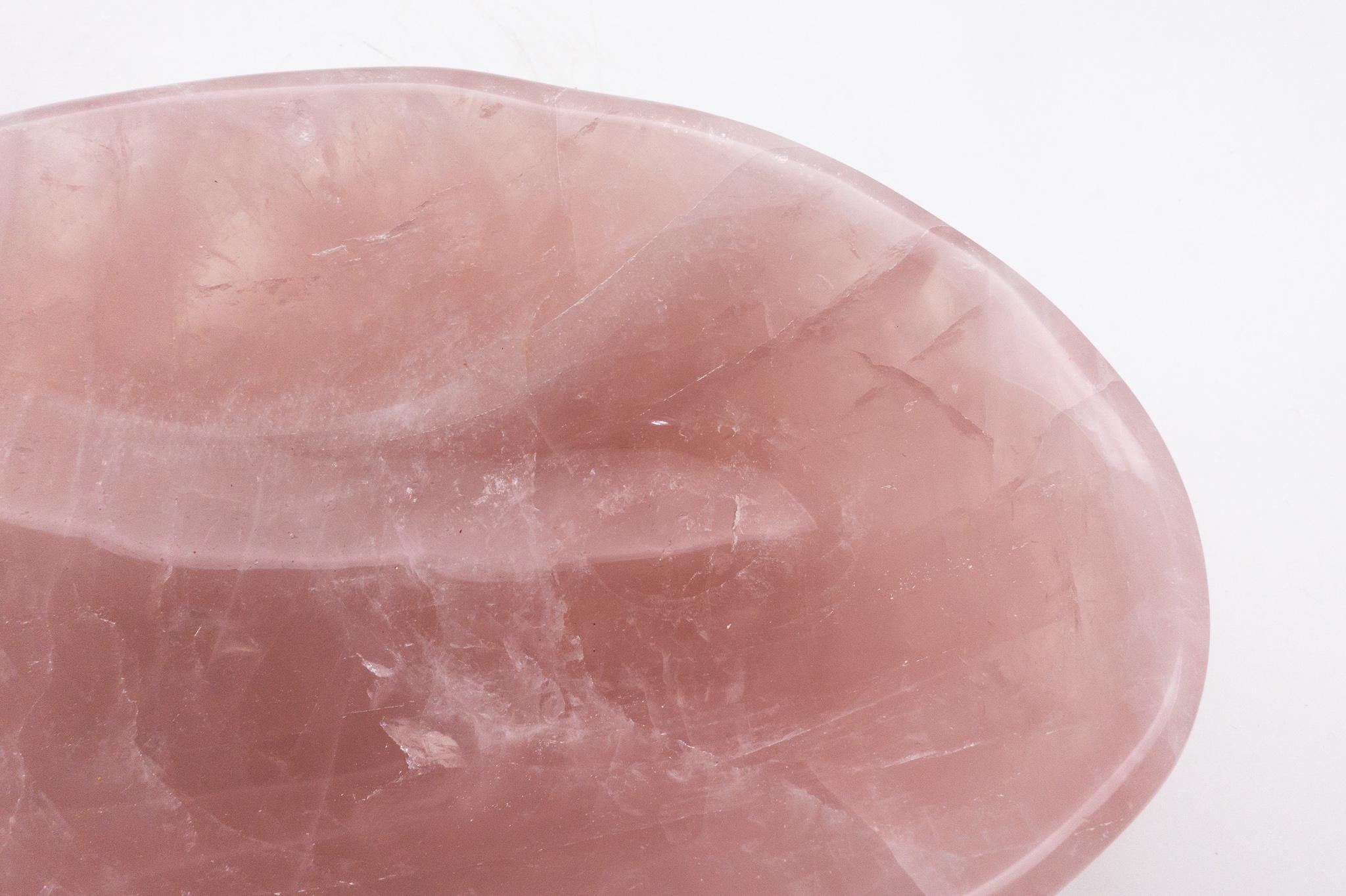 Rose Quartz Vide Poche Bowl Hand-Carved in Madagascar In Good Condition In New York, NY