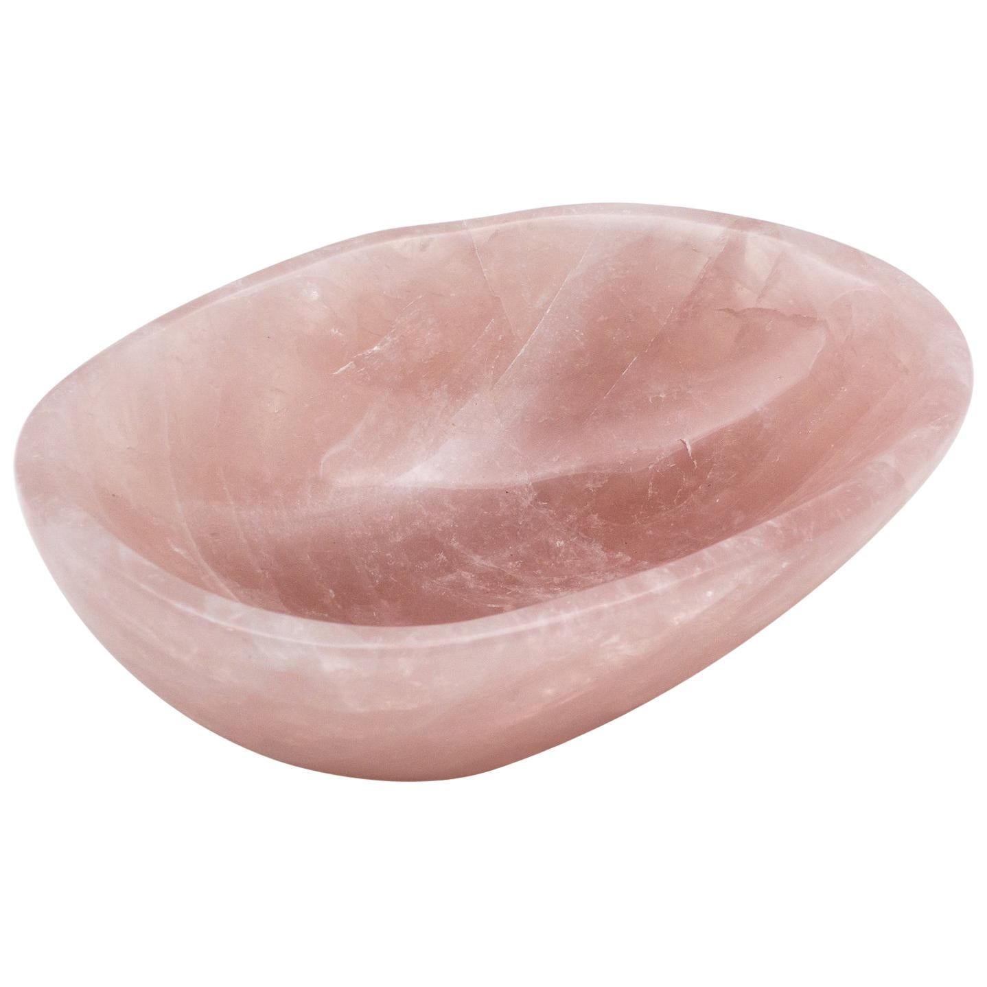 Rose Quartz Vide Poche Bowl Hand-Carved in Madagascar