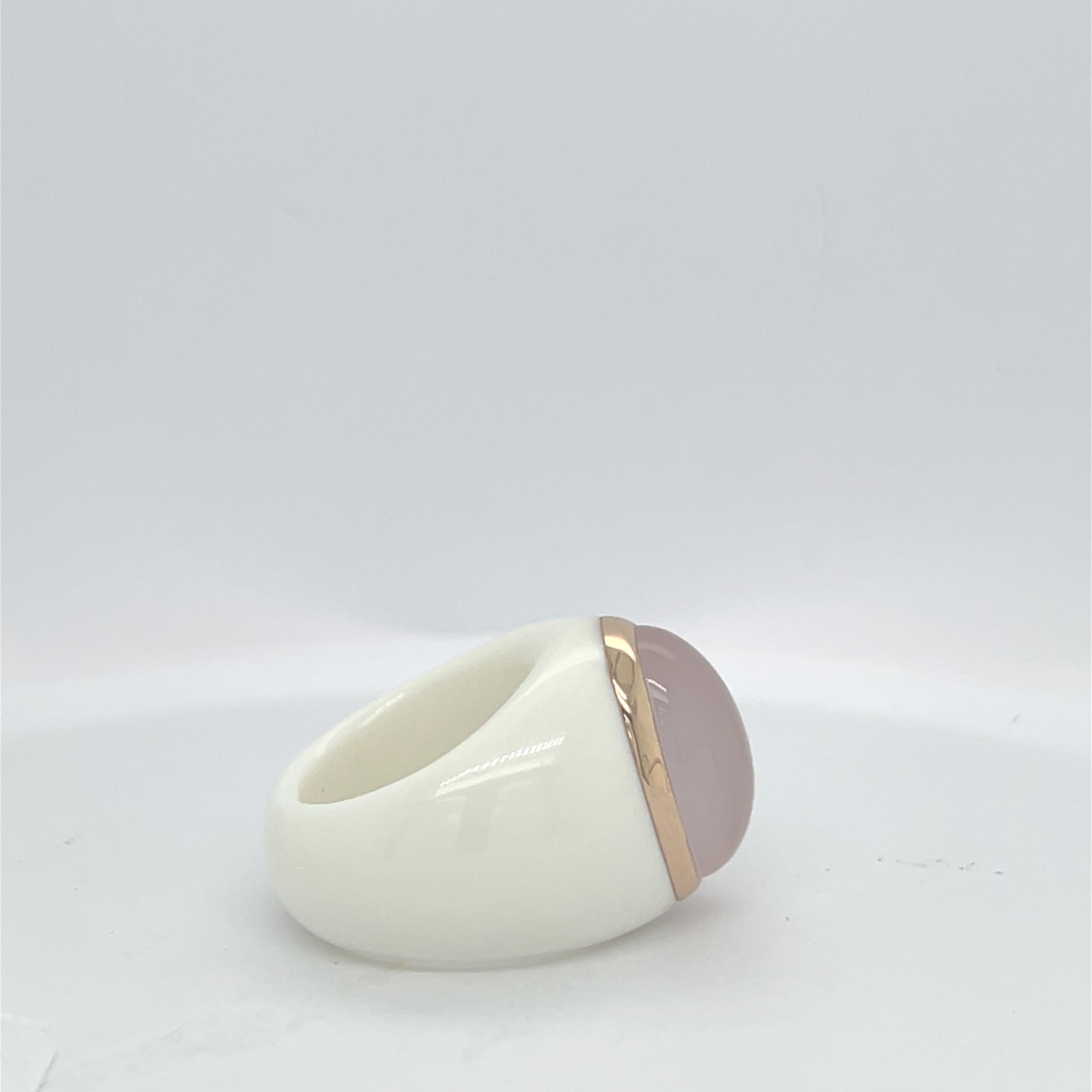 Rose Quartz & White Agate Ring In New Condition For Sale In Vannes, FR