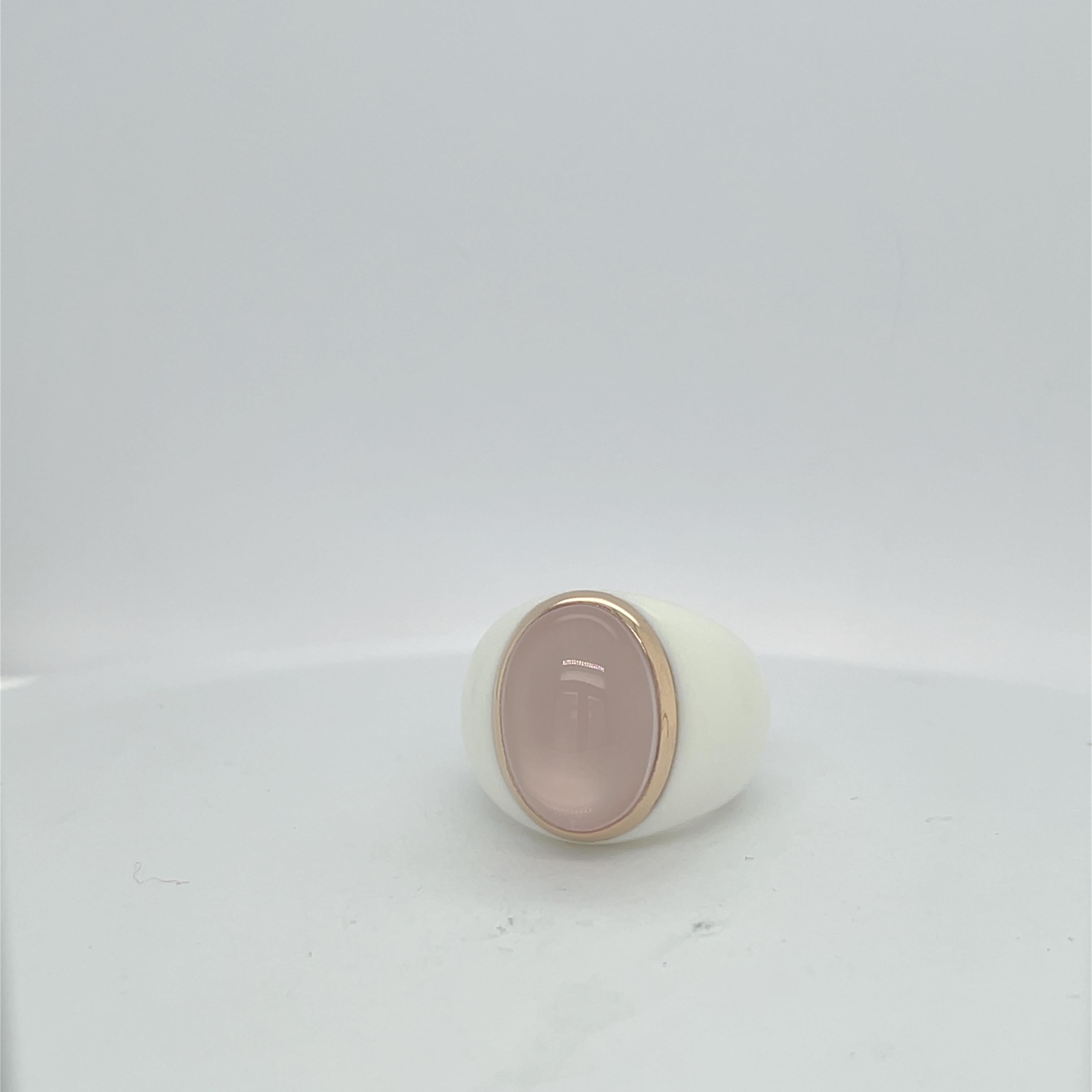 Rose Quartz & White Agate Ring For Sale 1