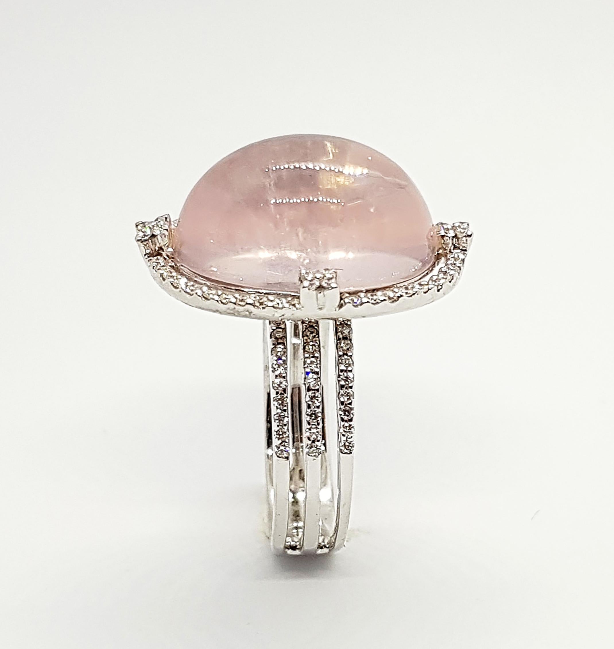 Rose Quartz 16.61 carats with Diamond 0.54 carat Ring set in 18 Karat White Gold Settings

Width:  1.7 cm 
Length: 2.4 cm
Ring Size: 54
Total Weight: 12.36 grams

