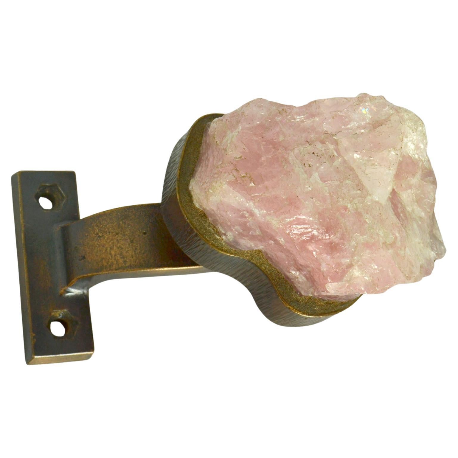Push Pull Architectural Door Handle in Rose Quarz and Bronze  For Sale