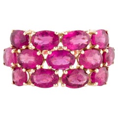 Exquisite 14K Gold 5.98ctw Rubellite Thick Band Ring Size 7 - Statement Jewelry