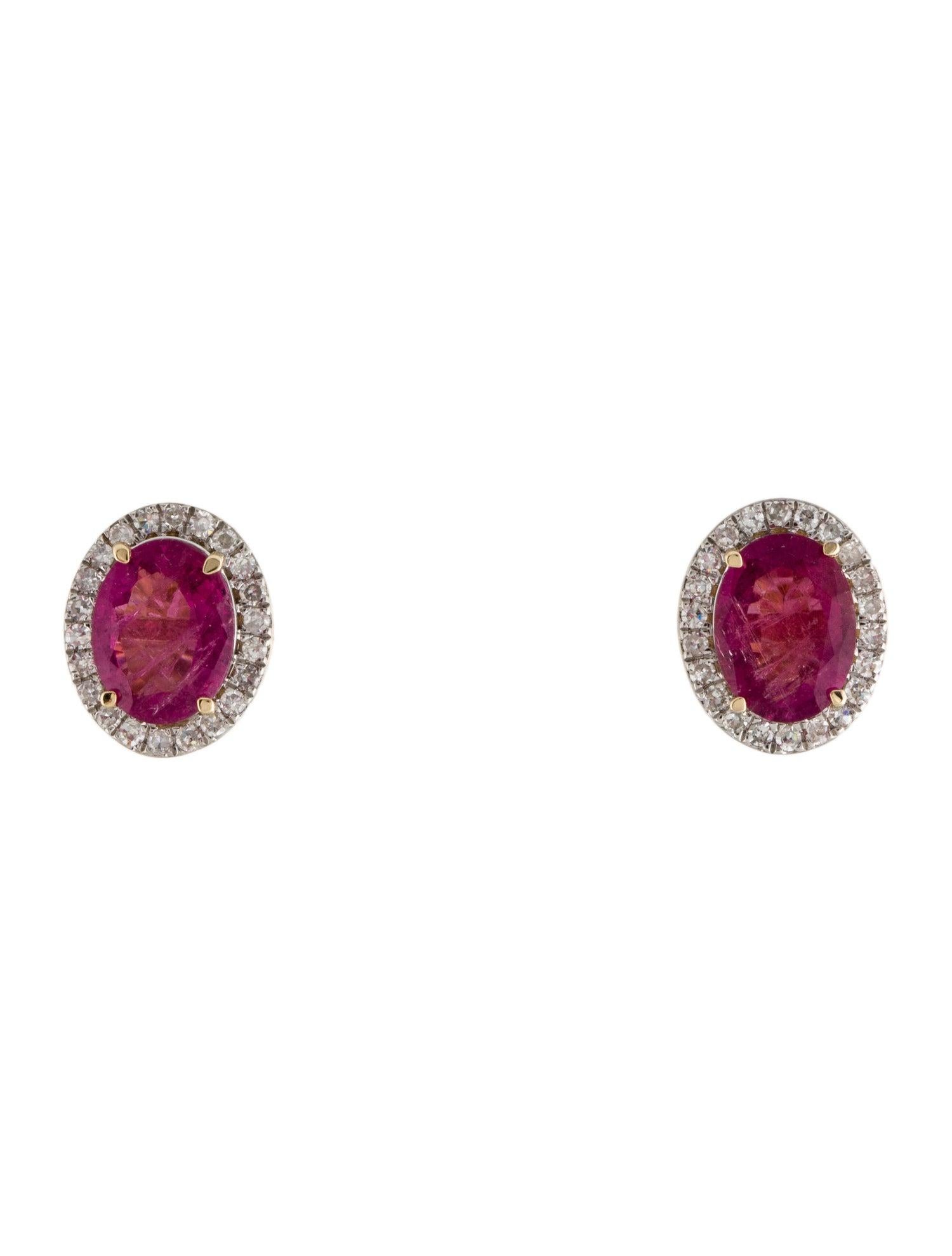 Elevate your elegance with our 'Rose Radiance' Rubellite and Diamond Earrings from the Vibrant Pink Treasures collection. These exquisite earrings are a testament to the captivating allure of the Rubellite gemstone, reminiscent of the mesmerizing