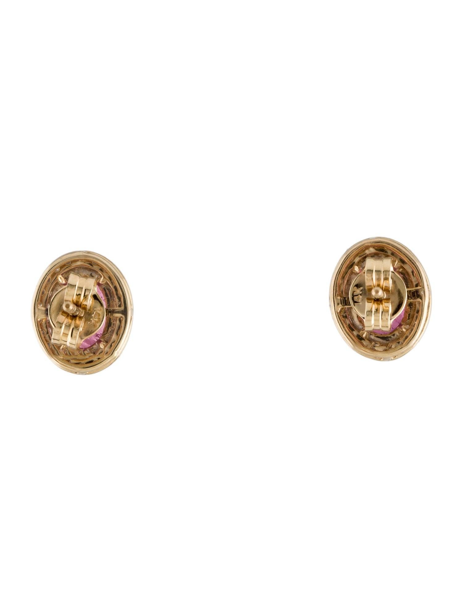 Women's Sparkling 14K Tourmaline & Diamond Stud Earrings - Exquisite Gemstone Jewelry For Sale