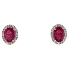 Sparkling 14K Tourmaline & Diamond Stud Earrings - Exquisite Gemstone Jewelry