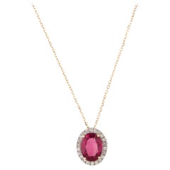 14K 1.25ct Tourmaline 
Diamond Pendant Necklace: Exquisite Luxury Jewelry Piece