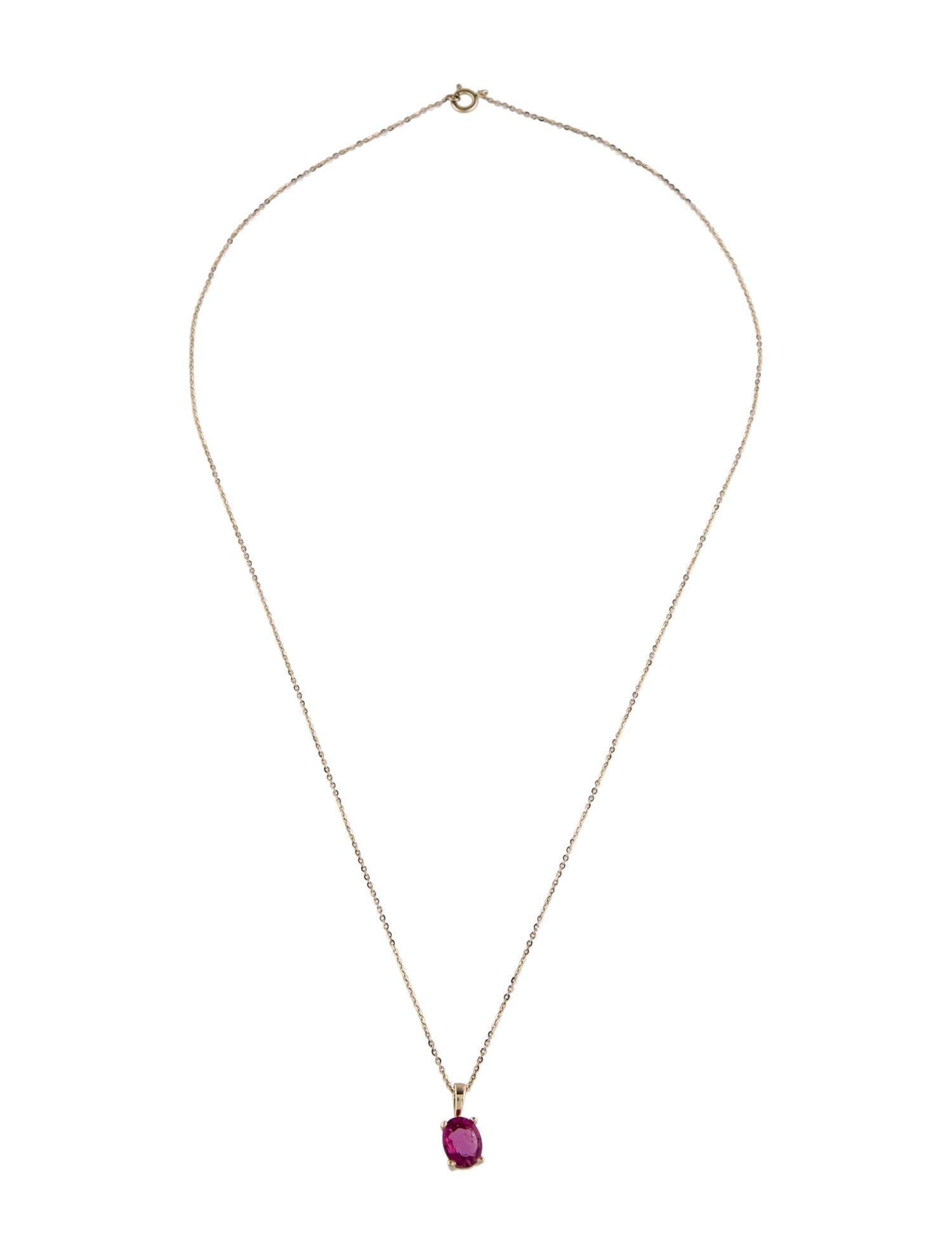 14K 0.78ctw Tourmaline Pendant Necklace - Elegant Gemstone Statement Jewelry For Sale 1