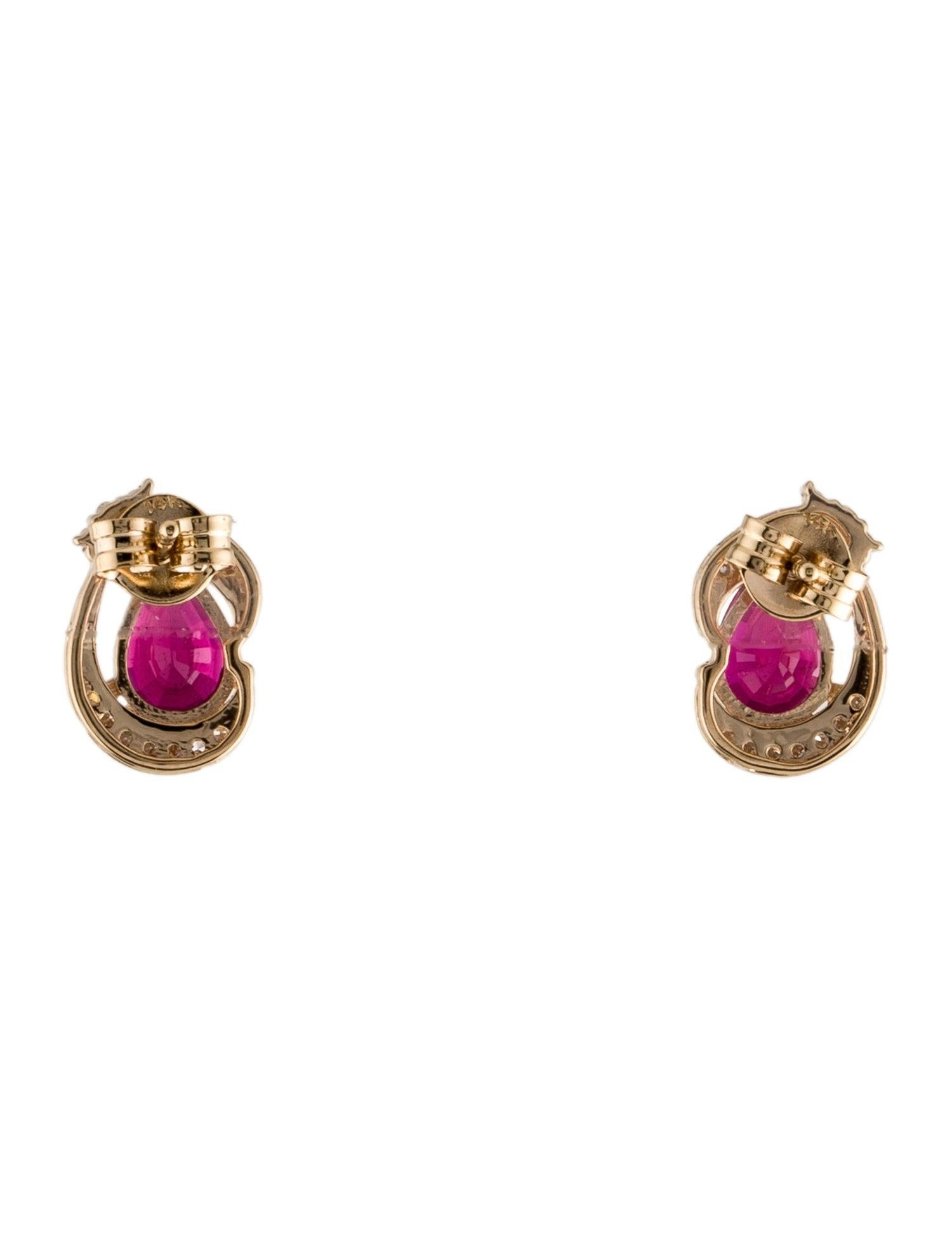 Taille rose Boucles d'oreilles 14K Tourmaline et Diamant - Bijoux en pierres précieuses exquis et Timeless en vente