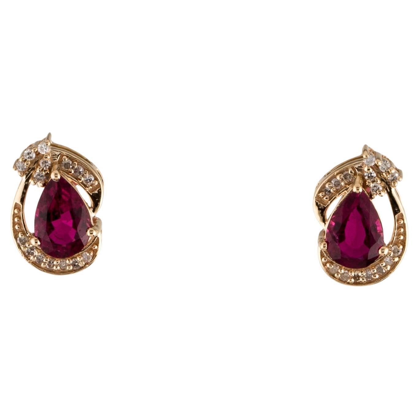 Boucles d'oreilles 14K Tourmaline et Diamant - Bijoux en pierres précieuses exquis et Timeless en vente