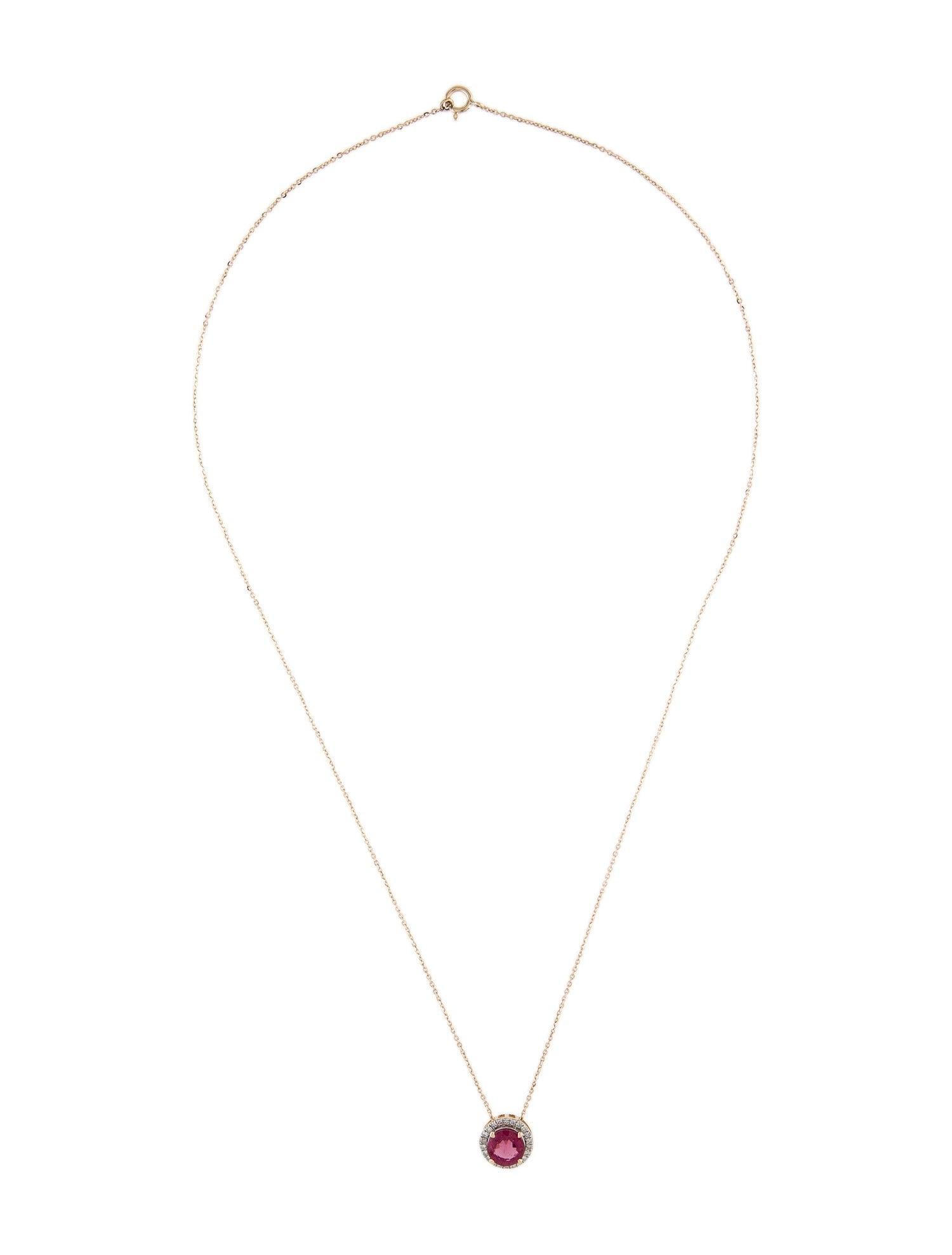 Rose Cut 14K 1.09ct Tourmaline & Diamond Pendant Necklace: Luxury Statement Jewelry Piece For Sale
