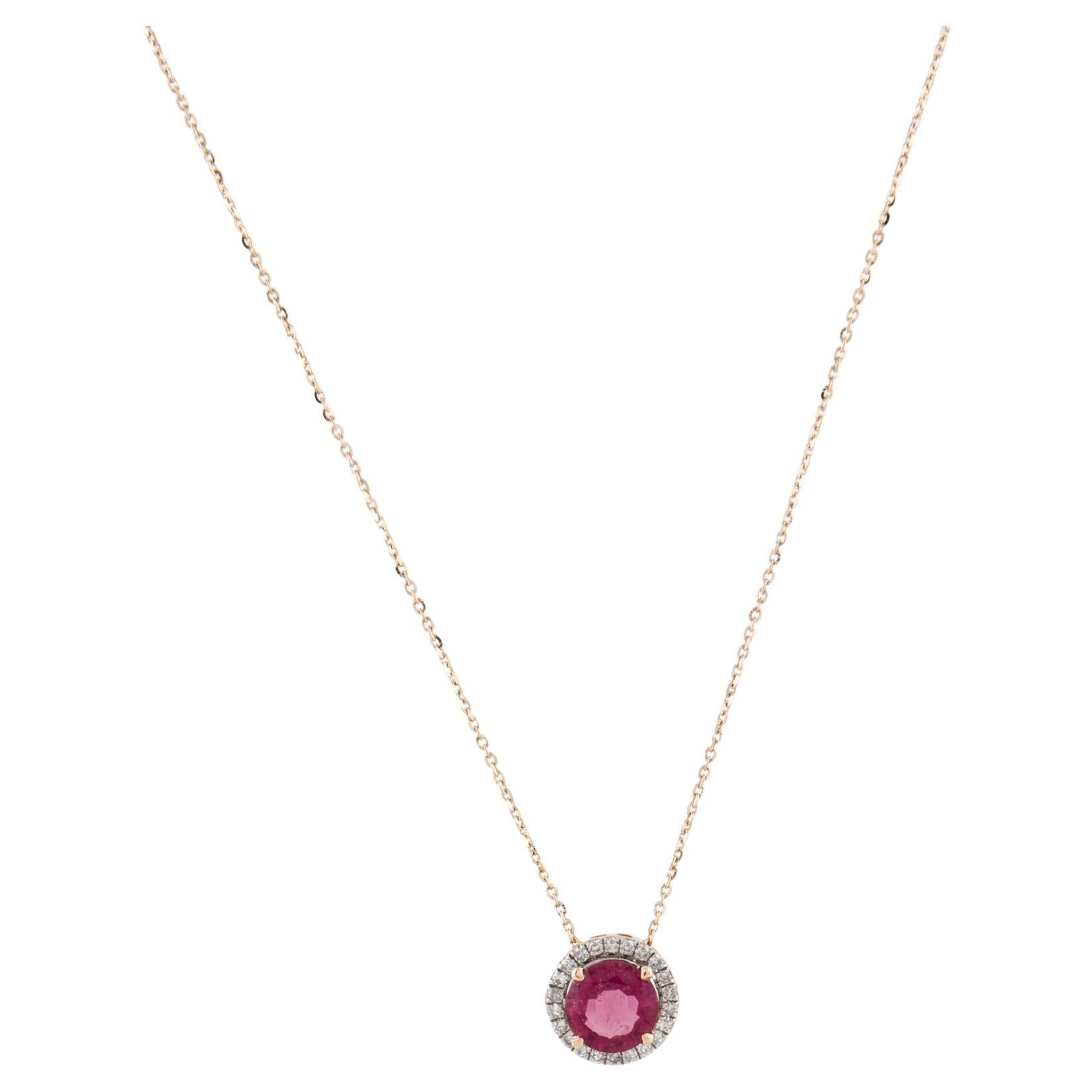 14K 1.09ct Tourmaline & Diamond Pendant Necklace: Luxury Statement Jewelry Piece For Sale