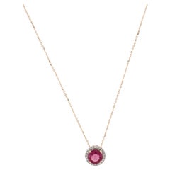 Collier pendentif 14K 1.09ct Tourmaline et Diamant : Pièce de joaillerie de luxe à effet d'annonce