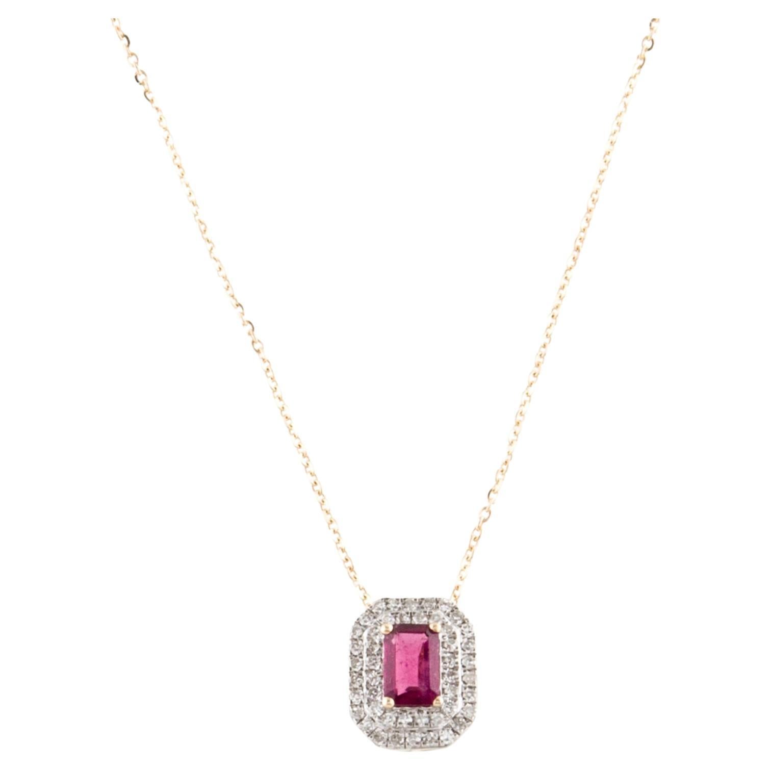 Luxurious 14K Tourmaline & Diamond Pendant Necklace: Elegant Statement Jewelry For Sale
