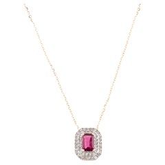 Collier pendentif luxueux en tourmaline et diamants 14 carats : bijou d'exception élégant