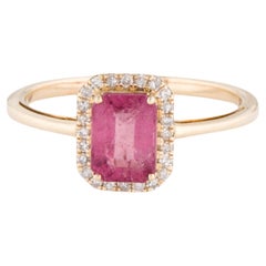 "Rose Radiance: Vibrant Pink Treasures Rubellite and Diamond Rings"