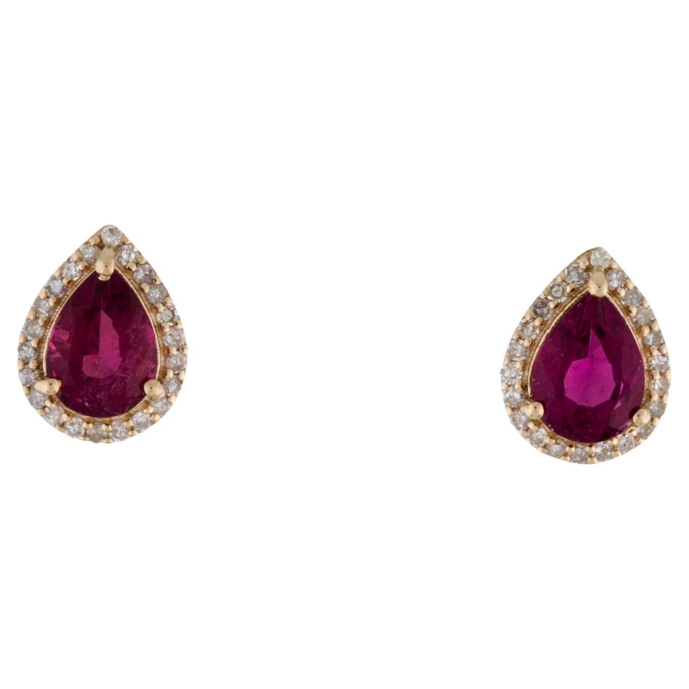 14K Tourmaline & Diamond Stud Earrings - Exquisite & Timeless Gemstone Jewelry