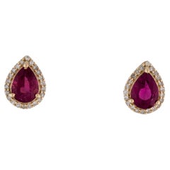 14K Tourmaline & Diamond Stud Earrings - Exquisite & Timeless Gemstone Jewelry