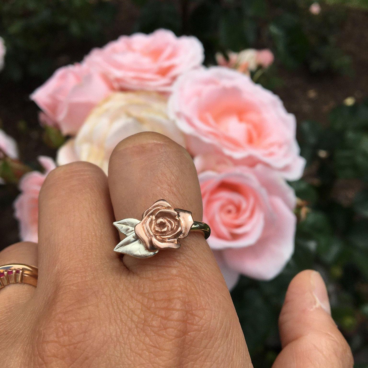 For Sale:  Rose Ring/ 9CT Gold 'Rose Gold, White Gold and Yellow Gold' 6