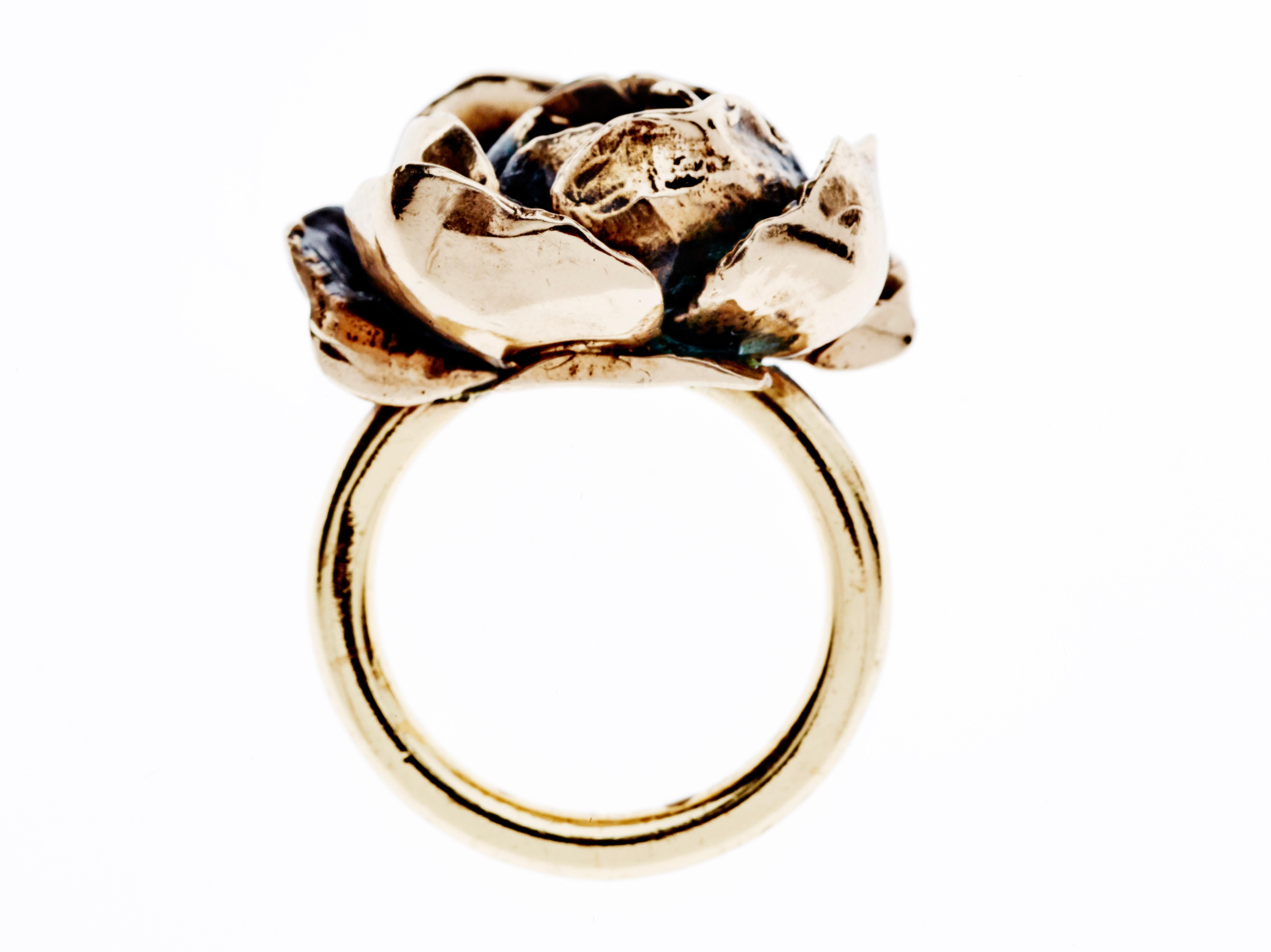 Rose Ring Cocktail Ring 14 Karat Gold J Dauphin In New Condition For Sale In Los Angeles, CA