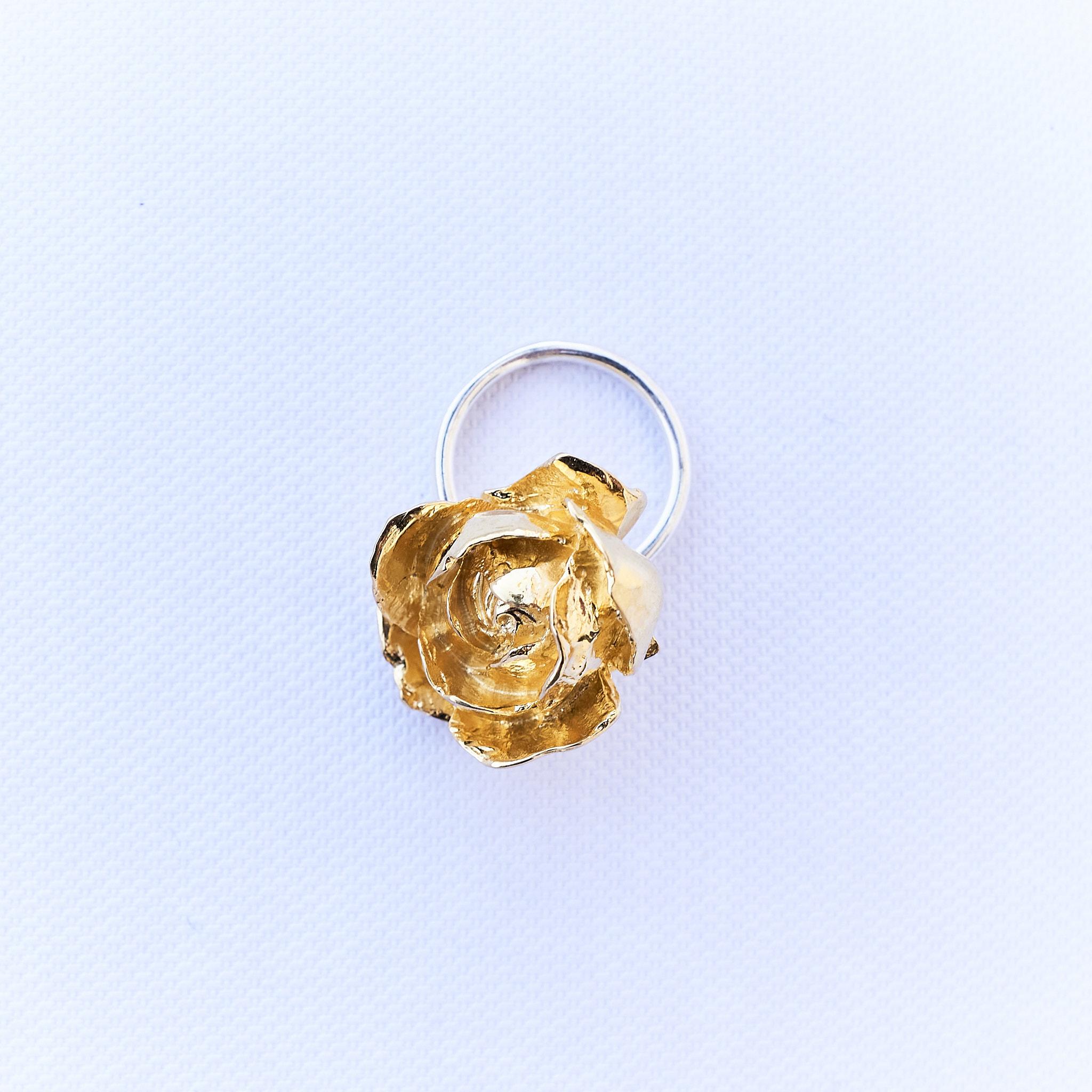 Rose Ring Cocktail Ring Gold Plated Silver J Dauphin For Sale 6