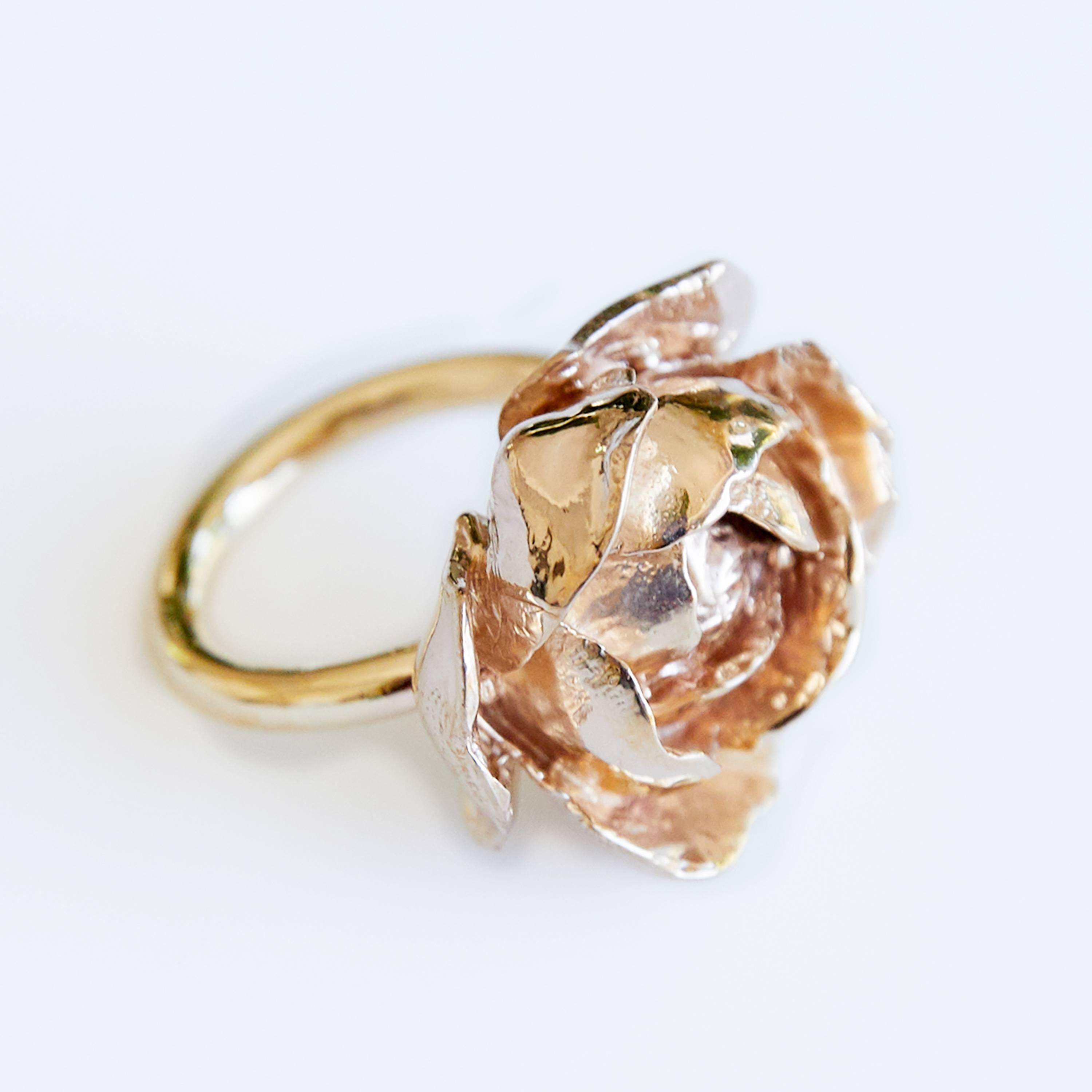 Contemporary Rose Ring Gold Cocktail Ring J Dauphin For Sale
