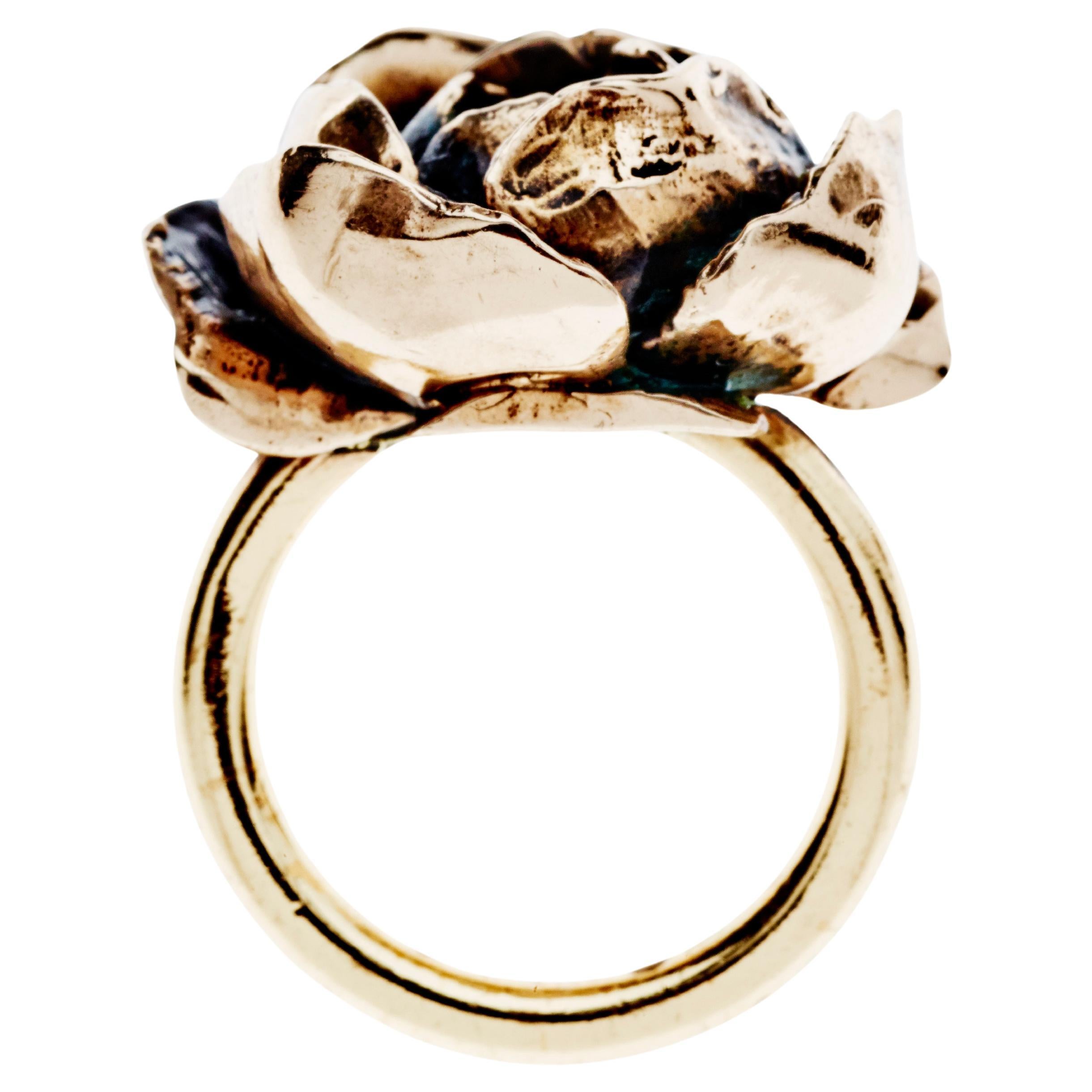 Rose Ring Cocktail Ring Gold Plated Victorian Style J Dauphin