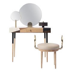 Rose Selavy Marquetry Vanity Desk with Stool by Thomas Dariel
