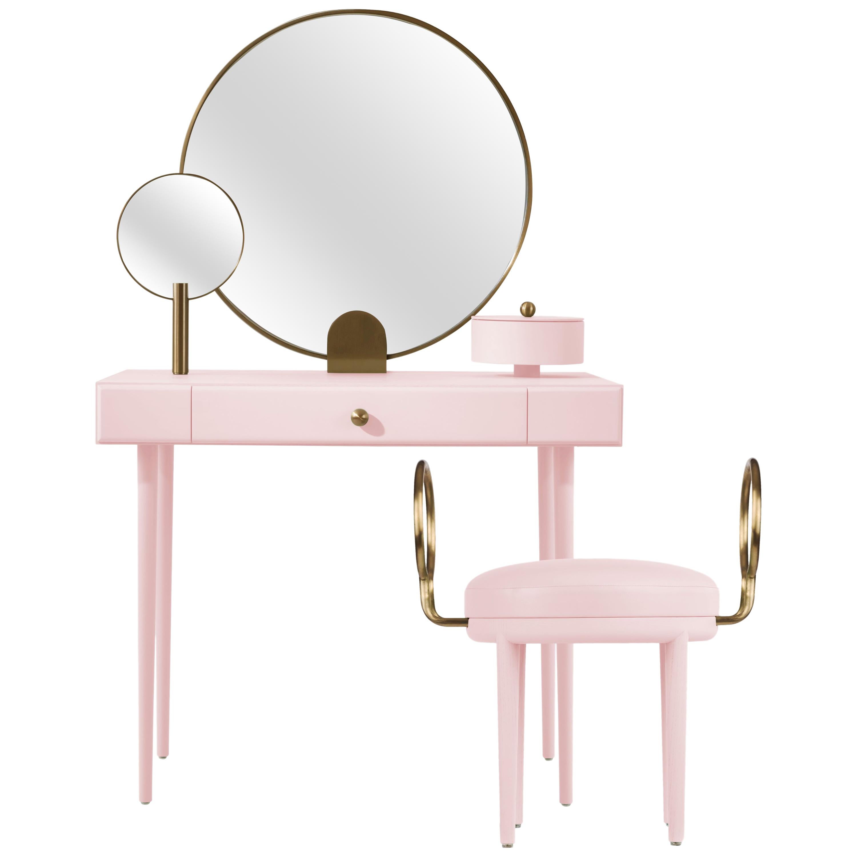 Bureau Selavy rose avec tabouret de Thomas Dariel en vente