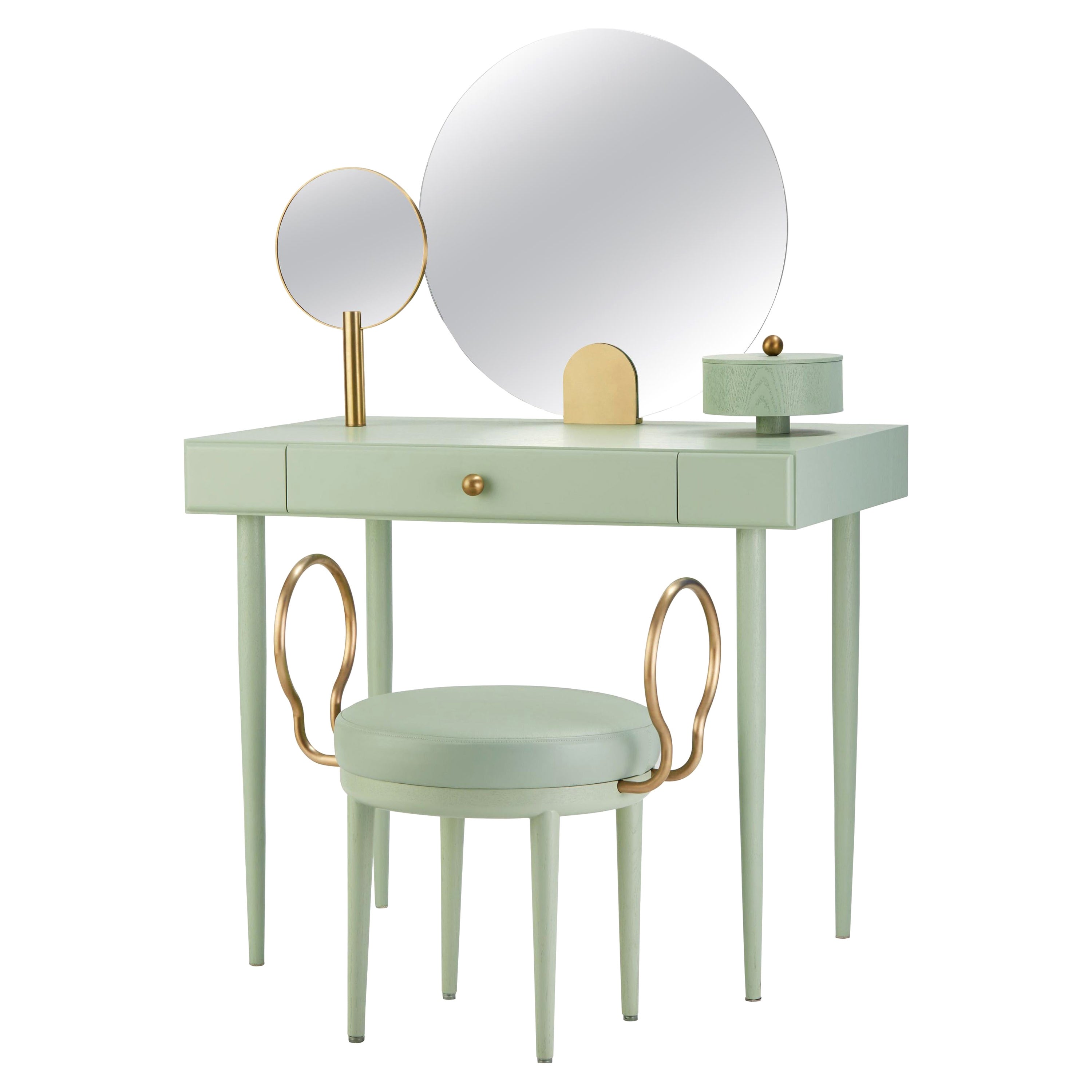 Bureau Selavy rose avec tabouret de Thomas Dariel