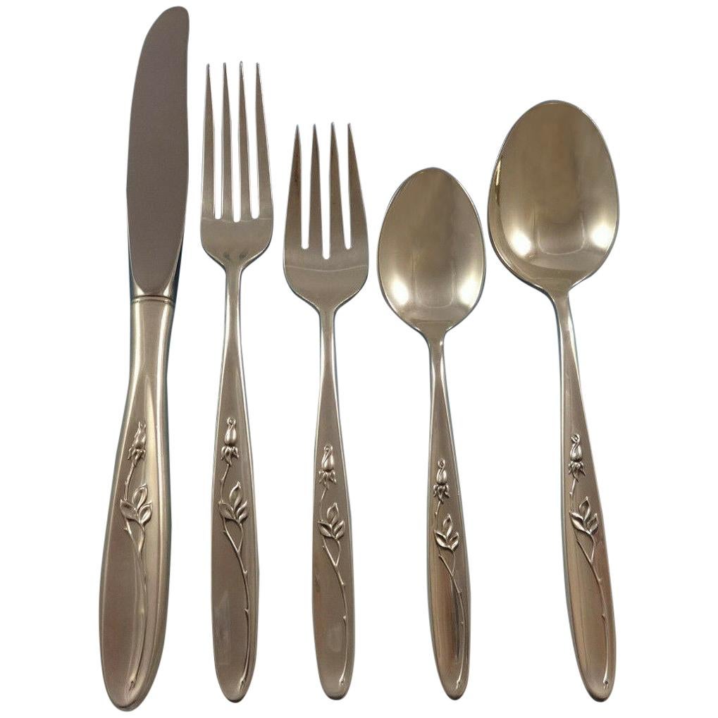 Rose Solitaire by Towle Sterling Silver Flatware Set for 12 Service 67 Pieces For Sale