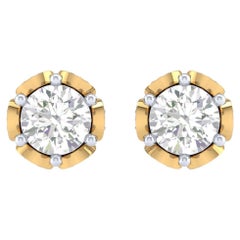 Rose Stud Diamond Earrings, 18k Gold, 1.004ct