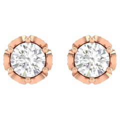 Rose Stud Diamond Earrings, 18k Rose Gold, 1.004ct