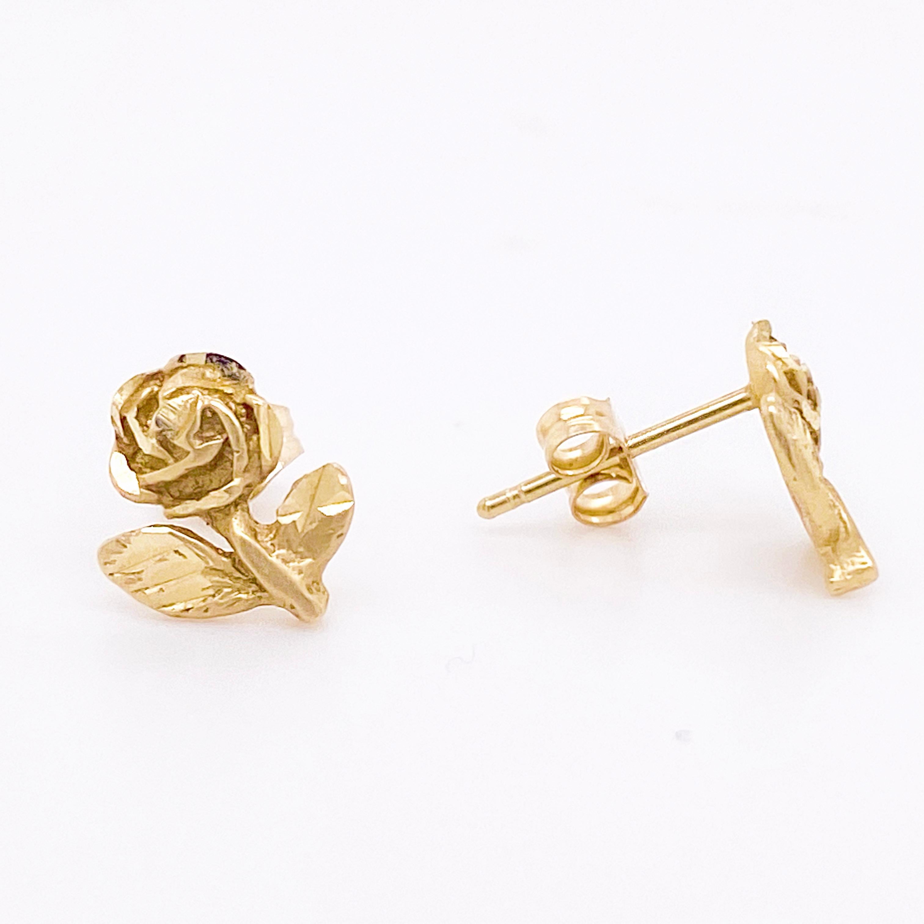 gold rose earrings