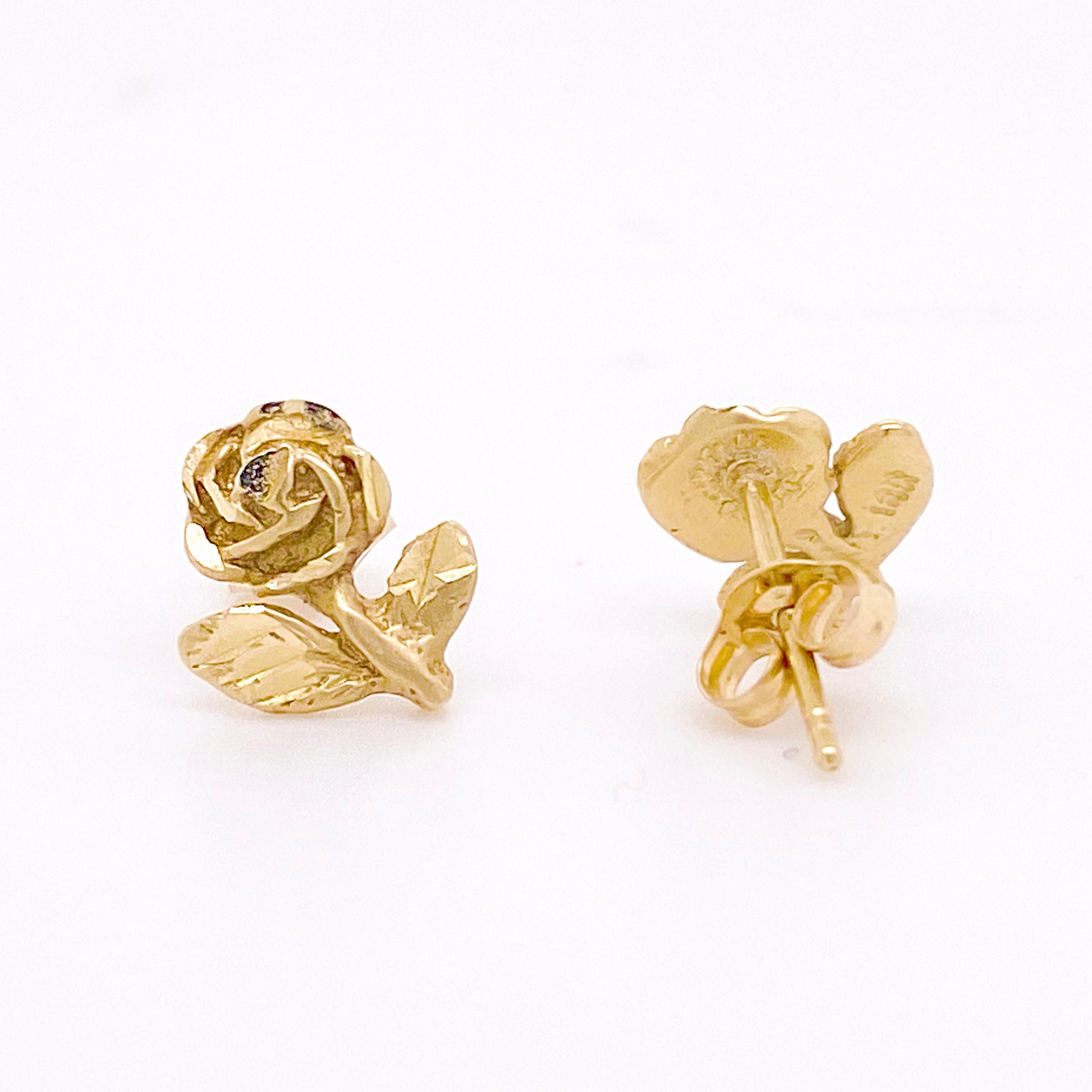 rose flower earrings studs