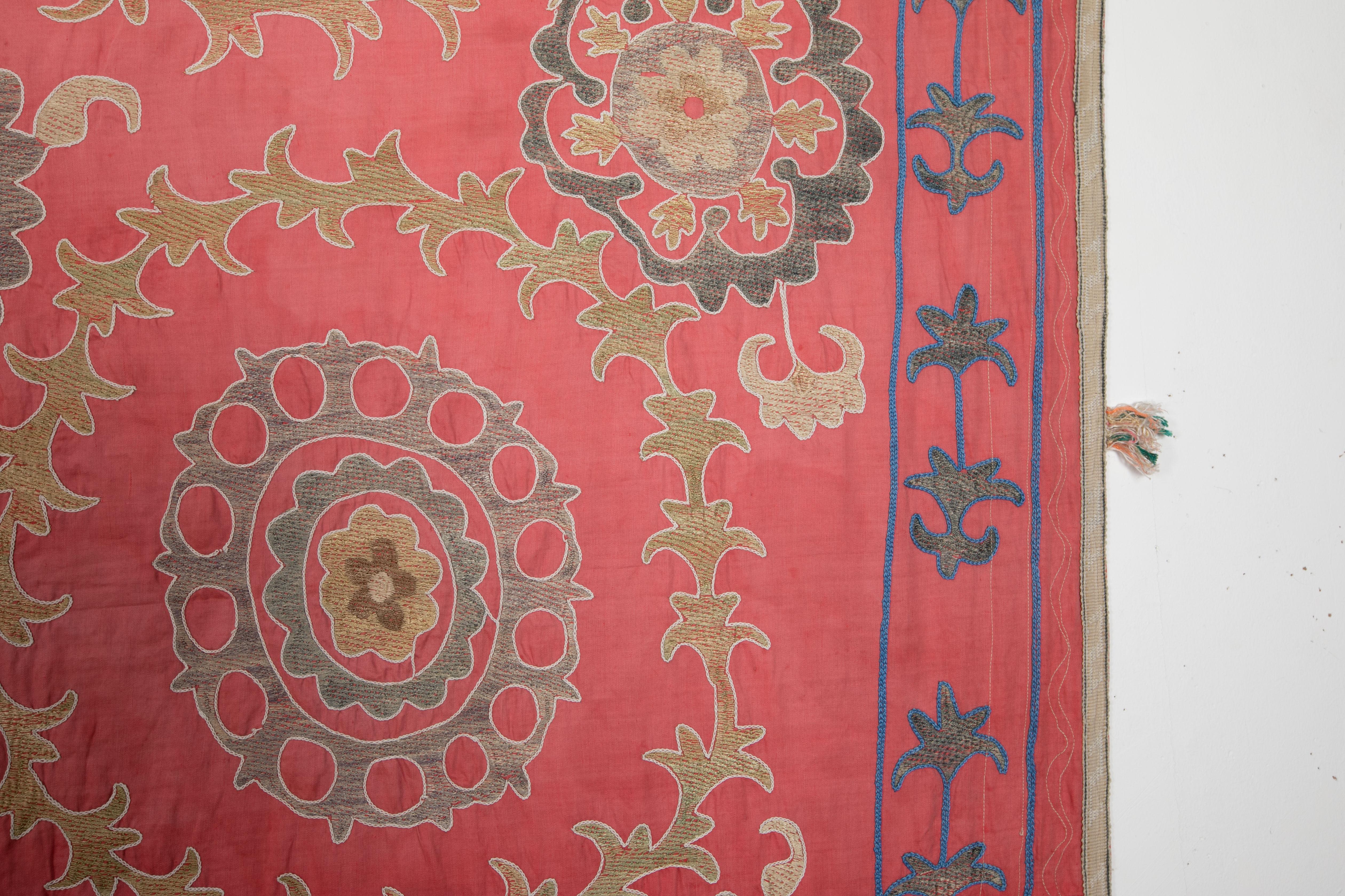 Cotton Rose Suzani from Uzbekistan, 1970s For Sale