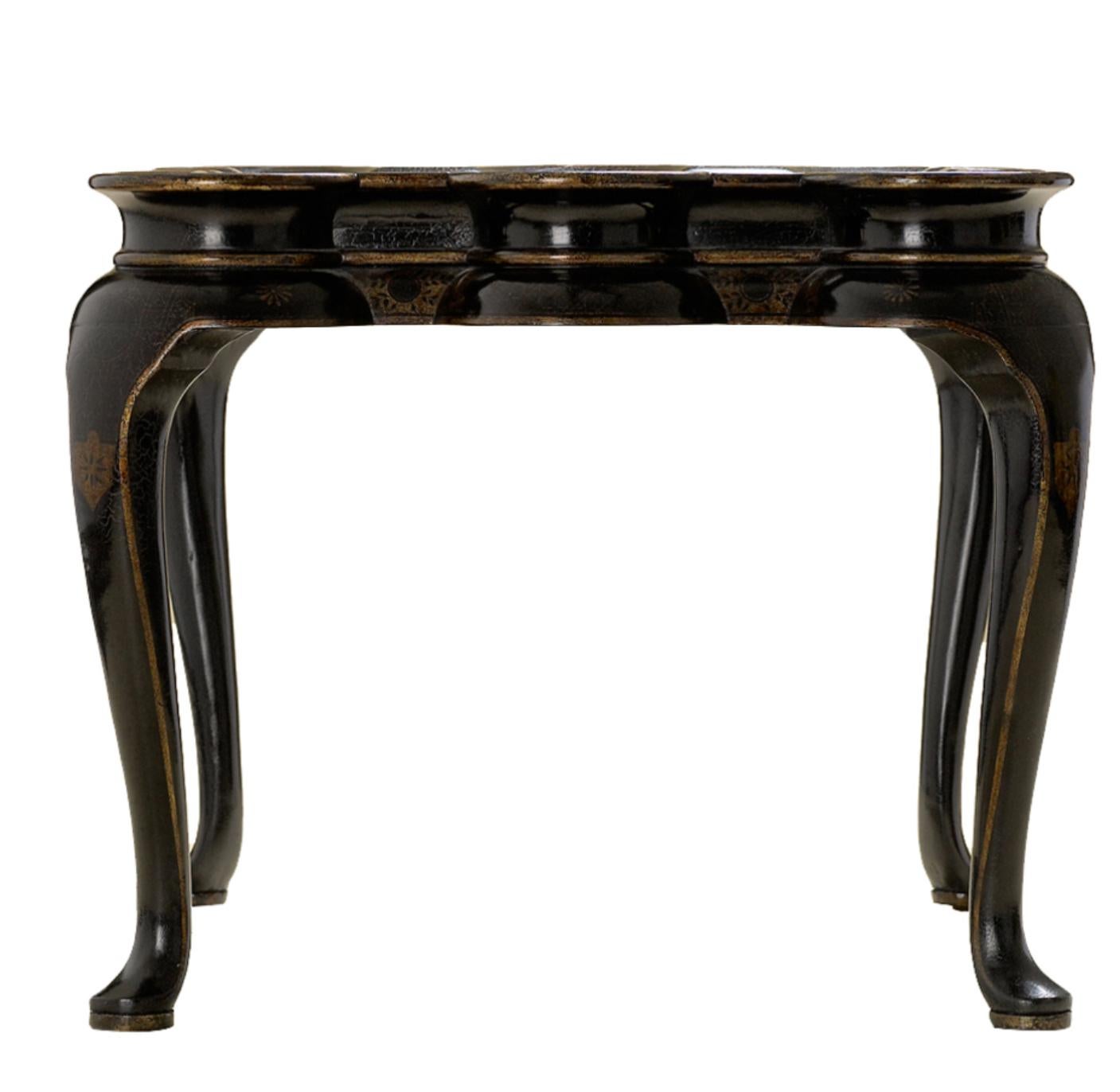 Rose Tarlow Black Lacquer Chinoiserie Scalloped Cocktail Table In Good Condition In LOS ANGELES, CA
