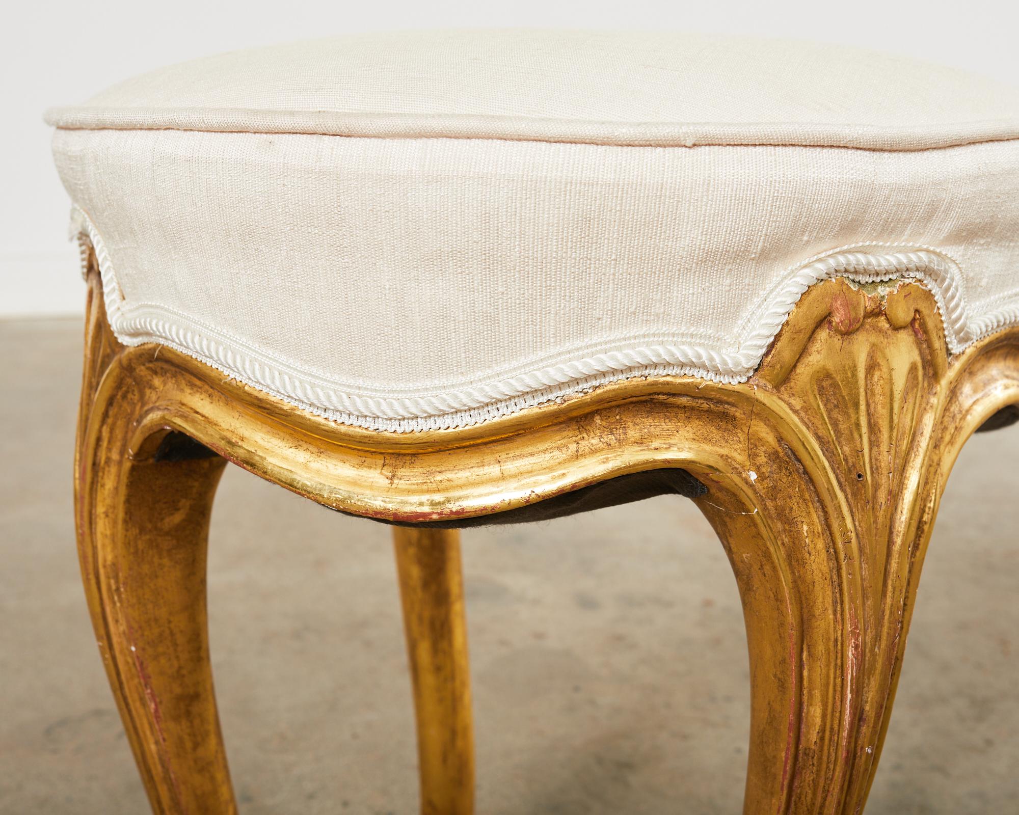 Rose Tarlow French Provincial Style Giltwood Carved Footstool For Sale 3