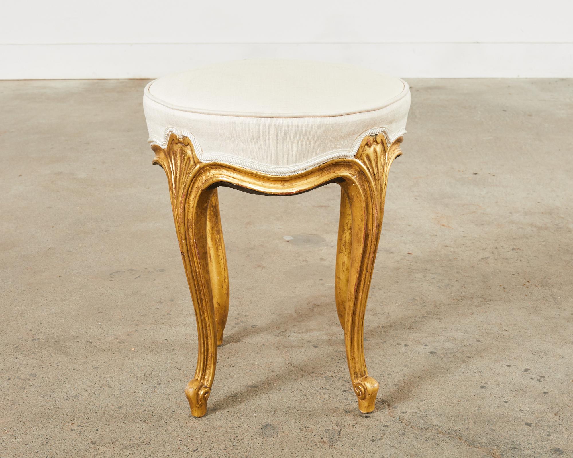 20th Century Rose Tarlow French Provincial Style Giltwood Carved Footstool For Sale