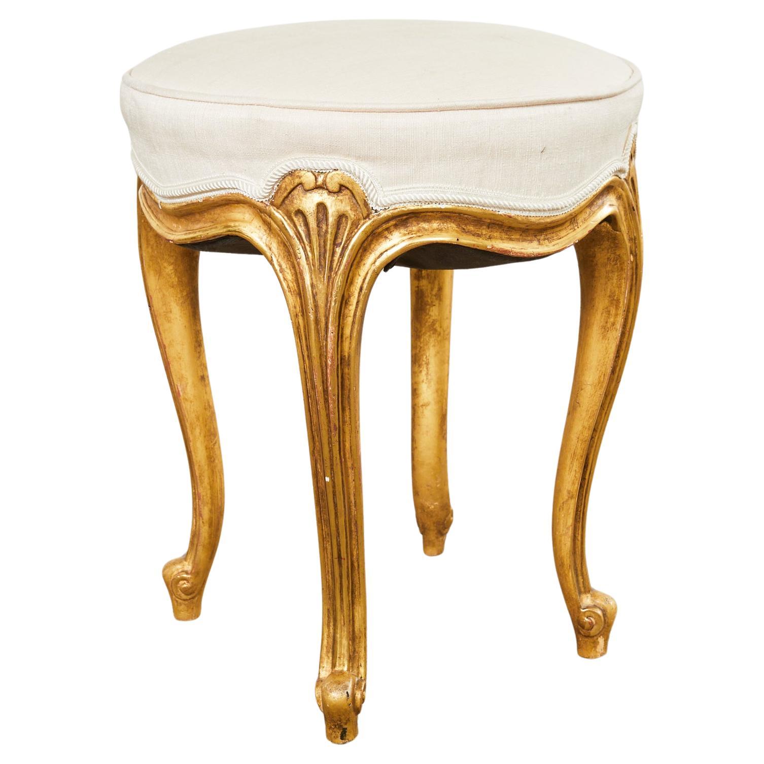 Rose Tarlow French Provincial Style Giltwood Carved Footstool For Sale