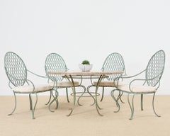 Rose Tarlow Iron Twig Stone Top Garden Dining Suite