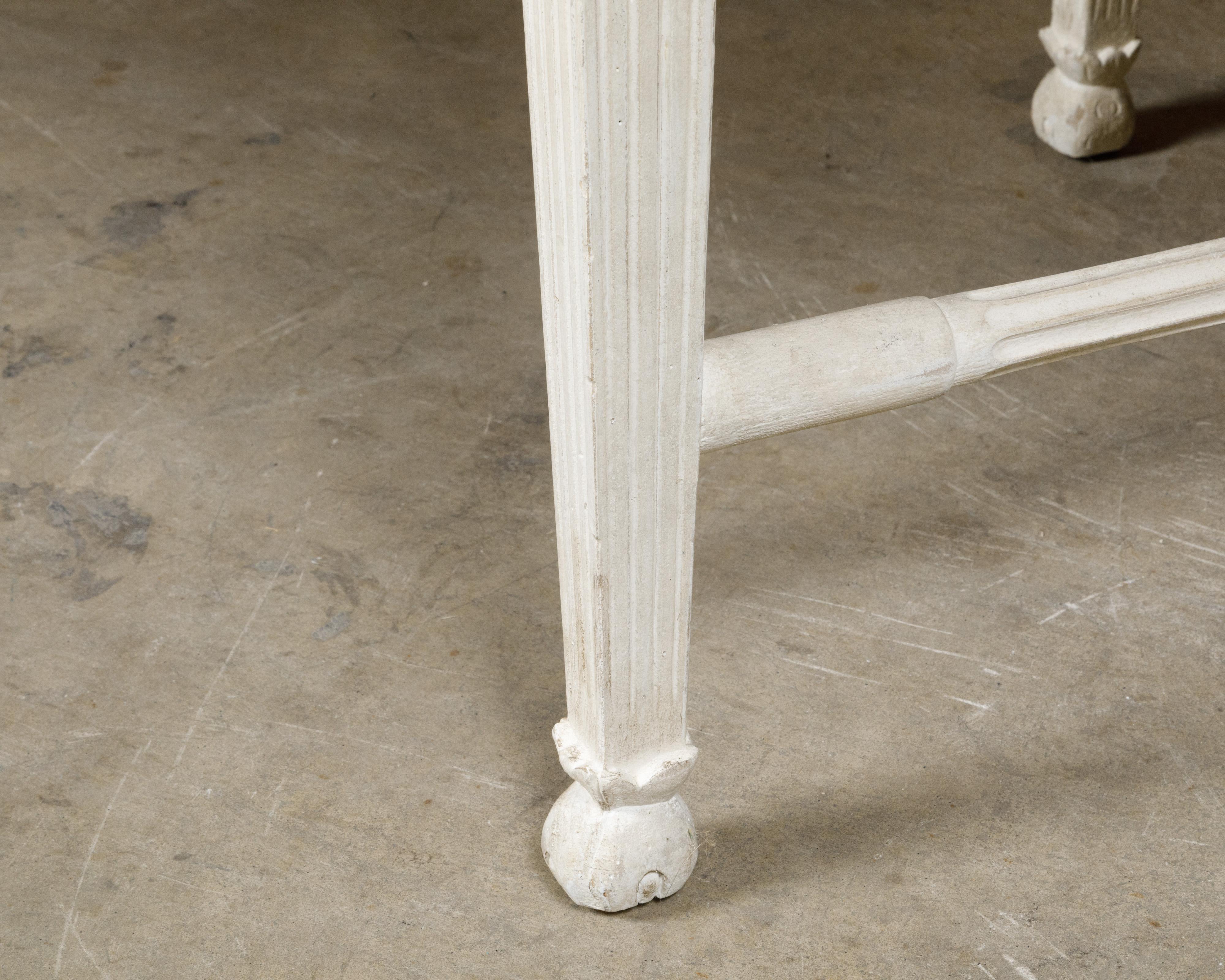 Rose Tarlow Louis XVI Style Painted Pine Center Table with Fluted Tapering Legs For Sale 2