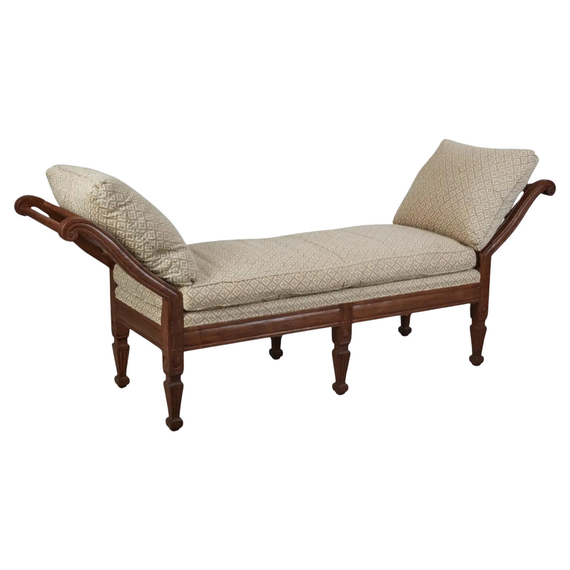 Rose Tarlow Melrose House 18th C Style Italian Neoclassical Walnut Bench - Fortu For Sale