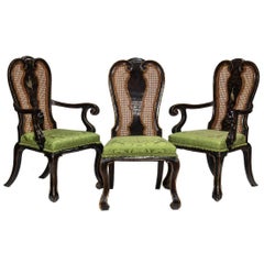 Rose Tarlow Melrose House Black Chinoiserie Dining Chairs - Set of 10