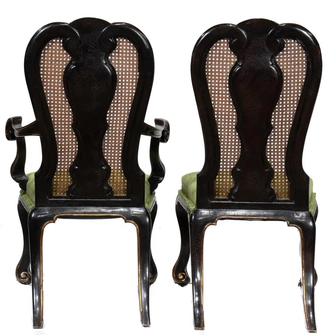 Rose Tarlow Melrose House Black Chinoiserie Dining Chairs - Set of 10 In Good Condition In LOS ANGELES, CA