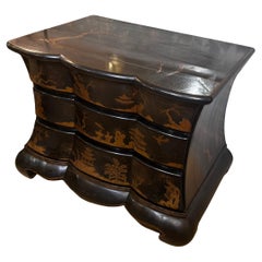 Rose Tarlow Melrose House Black & Gold Chinoiserie Commode Chest of Drawers