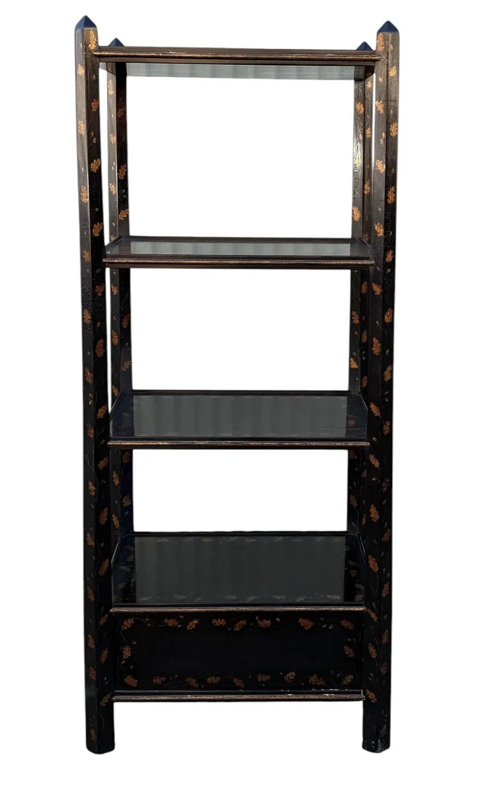 Rose Tarlow Melrose House Black & Gold Chinoiserie Etagere In Good Condition In LOS ANGELES, CA