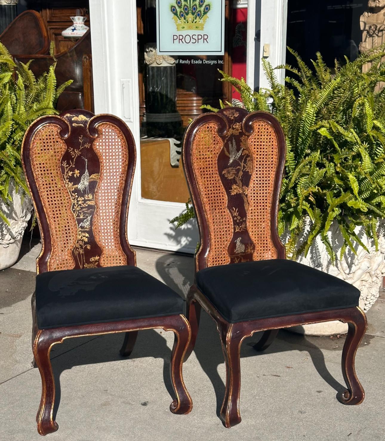 Cane Rose Tarlow Melrose House Chinoiserie Chairs - a Pair
